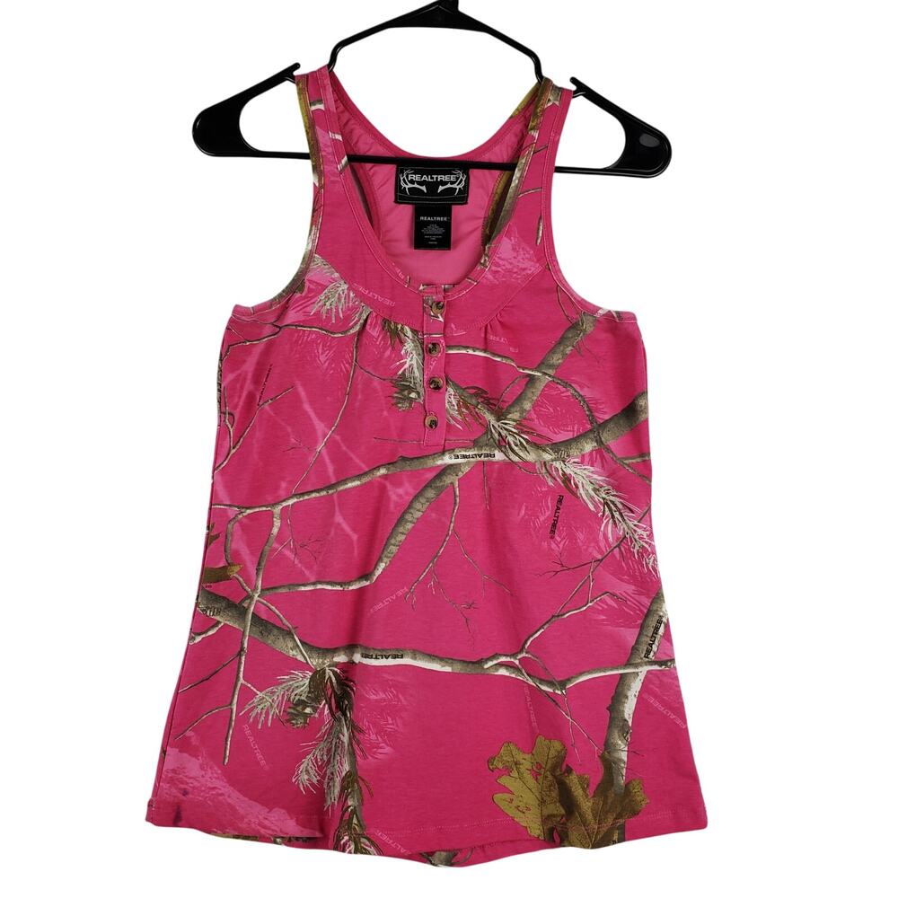 Realtree Women's S‎ Pink Camoflauge Racerback Tank Top Hot Pink Country Cowgirl